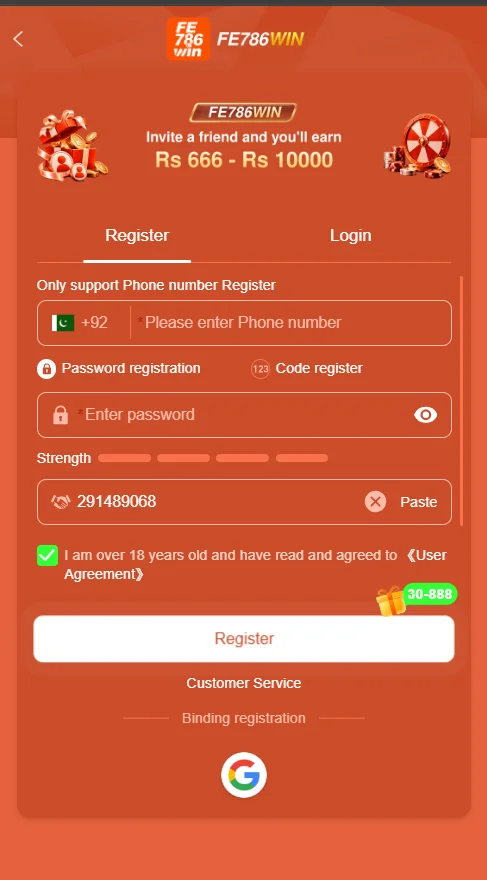 FE786 Game register